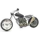 Vintage Desk Clock Tabletop Clock Motorcycle Gifts for Men Rustic Farmhouse Decor Gifts for Dad Him Boyfriend Battery Operated No Ticking Antique For Mantle Shelf Decorations Living Room Office Black
