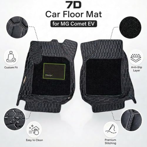 Image of EV MASTER 7D Car Floor Mats for MG Comet EV Hybrid (2026 Onwards) Complete Set | All Weather | Anti-Slip | Luxury Premium Car Mat | Full Coverage | Custom Fitted Car Foot Mats