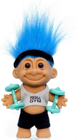 My Lucky GYM TROLL w/Barbells 6 Troll Doll by Russ Berrie