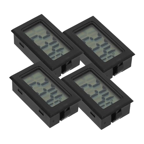 BinZyronic ミニデジタル温度計4個セット ? 屋内用小型温度ゲージ 省スペース設計で家庭や温室に適した正確な測定 (黒)