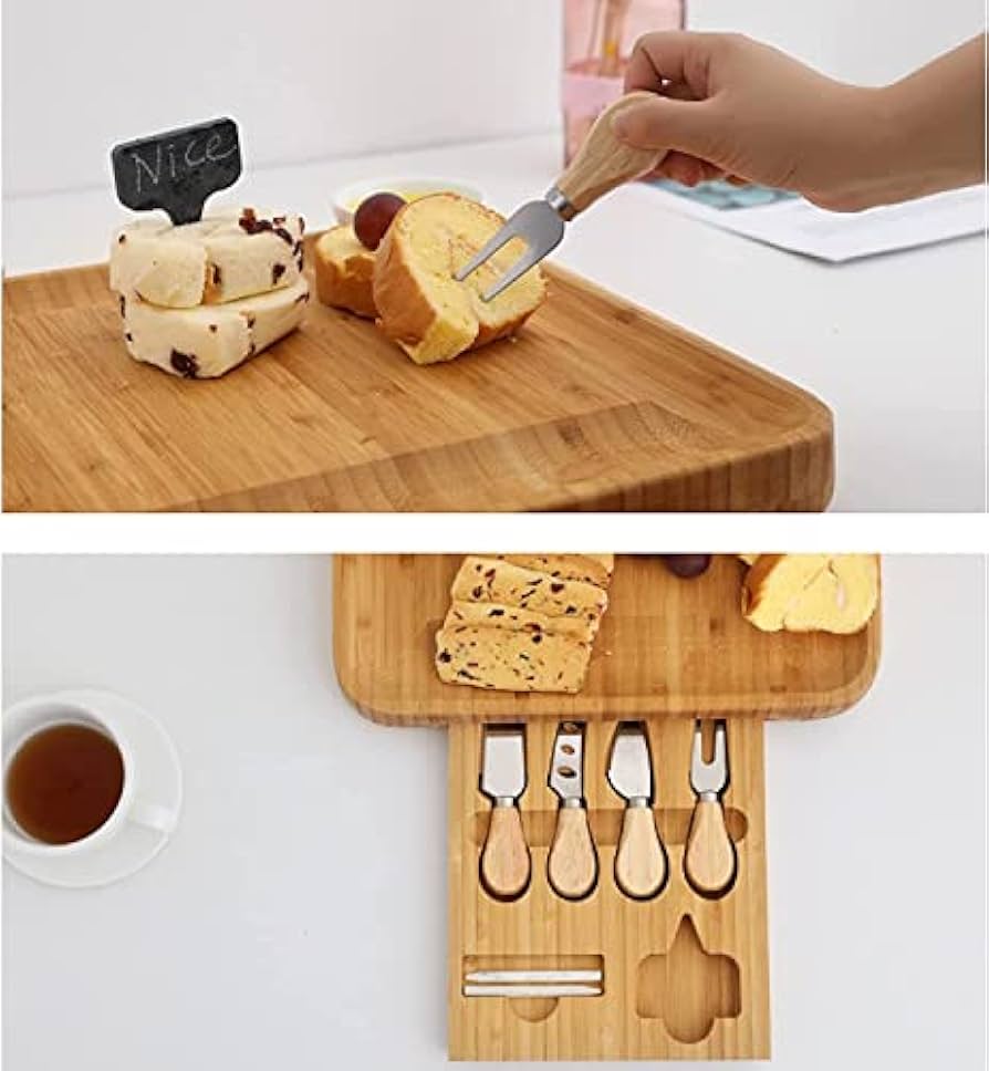 Amazon.co.jp: チーズボードとナイフセット、木製シャルキュ