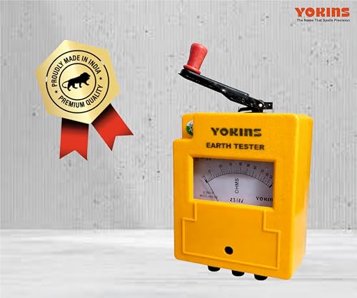 Image of YOKINS ETA-100 Hand Driven Earth Resistance Tester 0-100 Ohms | Made in India | Analog Ground Resistance Meter ±5% Accuracy | Manual Generator Earth Tester for Electrical, Telecom & Industrial Use