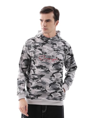 Image of The Indian Garage Co Men Regular Fit Printed Overhead Hooded Sweatshirt