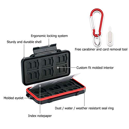Image of PROfezzion 48 Slots Universal Weatherproof Memory Card Carrying Case Anti-Shock Storage Holder for SD Micro SD CF Cfast XQD Nano Sim Huawei Nano Memory MSD TF CompactFlash Cfexpress SDXC SDHC Cards