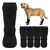 yrenoer Dog Socks 4-Pack for Medium & Large Dogs, Waterproof, Wear-Resistant, Non-Slip, Prevent Licking Paws, Adjustable Straps, Anti-Falling Off, for Wooden Floors, Indoor & Outdoor Use(Black, XL)