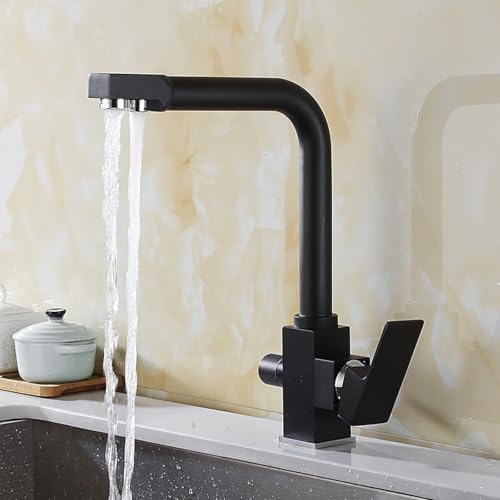 Boisson directe en or robinet de cuisine trois en un double eau noire