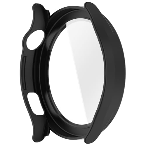 Protector Xiaomi Watch S5 de cristal templado y funda PC negra 4