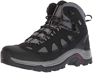Salomon Men's Authentic Leather & GORE-TEX Backpacking Boots, Magnet/Black/Quiet Shade, 9.5 D US
