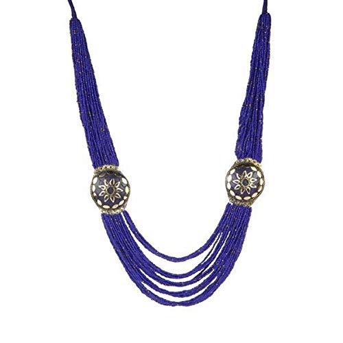 Blue Beads Statement Necklace Set 