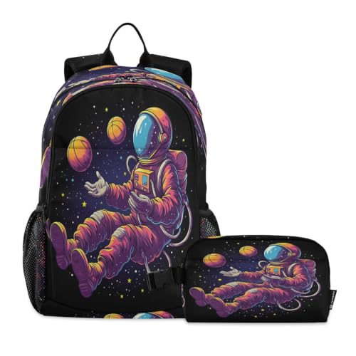 Sac d'école léger durable astronaute de basket-ball ensemble sac à dos