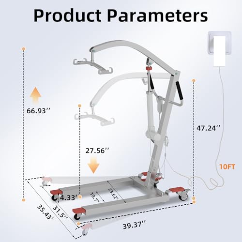 Electric Patient Lift w/High Strength Sling 400lbs Capacity Transfer Lift for Full/Partial Paralysis Patients 8000N Powerful Motor Electric Lift for Home & Hospital