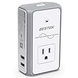 [Pure Sine Wave] BESTEK Travel Adapter Converter Combo, 220V to 110V Voltage Converter 4.2A Dual Smart USB UK/AU/US/EU Worldwide Plug (White)