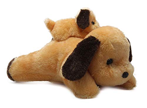 Image of Tickles Adroable Lying Dog with Baby Stuffed Soft Plush Animal Toy for Kids Baby Boys & Girls Birthday Gifts (Size: 40 cm Color: Brown)