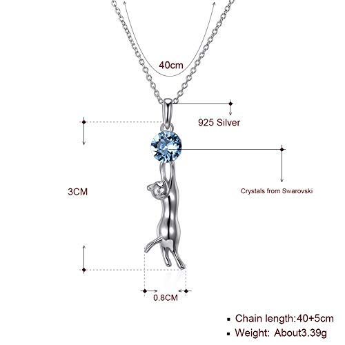 Bijoux de boutique collier chat cristal argent 925 cadeau idéal