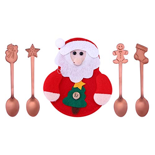 5pcs Set Kitchen Spoon Christmas Spoons Coffee Spoon Christmas Tableware Kit