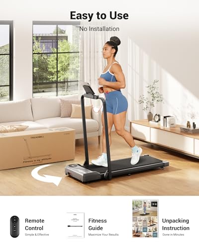 image for THERUN Walking Pad Treadmill, 2.5 HP Under Desk Treadmills, 2 in 1 Fol