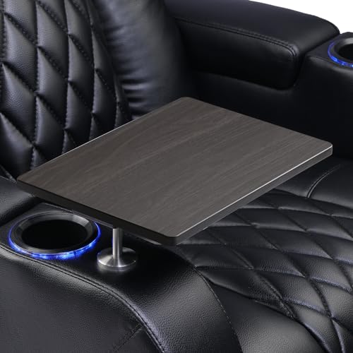 Weilianda Home Theater Seating Series Swivel Tray Table for Wei lianda Home Theater Seat Dark Wood Pattern