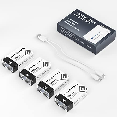 9V-Akku TQTHL, 4 Stück wiederaufladbare Lithium-Ionen Batterie