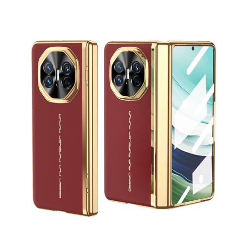Étui en cuir pour Huawei Mate X5 rouge d'exception avec rabat et charnière renforcée
