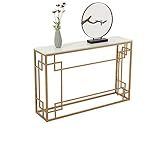  JIAYUAN Mesa Consola Costa de Oro de imitación de mármol consola de mesa, multipropósito Sofá Mesa lateral con pantalla LED de decoración, Fotos, Fotos de, entrada o pasillo.Habitación Familiar 31 × 1