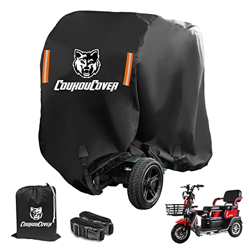 Coukoucover Mobility Scooter Storage Cover,600D Oxford Fabric All-Weather Waterproof And Durable, Suitable For 48 Inches Long,With Reflective Strips Windproof Triangle Straps (Black L) #TOP4