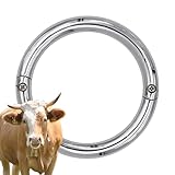 de tabique de nariz – Aro de control de toros plateado de acero inoxidable | Instrumento de manejo veterinario a prueba de óxido | Herramienta duradera de gestión de ganado para la cría