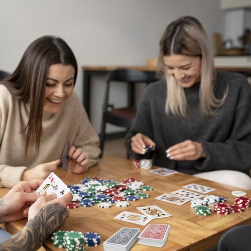 Generisch 2X Wasserdichter Kunststoff Spielkarten, Profi Kartendeck, Kartenspiele Für Bridge, Skat, Blackjack, Canasta, Texas, Romme, Go Fish, Camping (Rot & Blau) – Bild 7