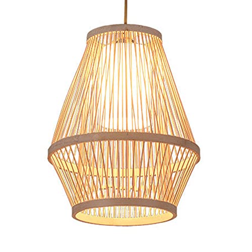 Lustre suspension en bambou dôme rétro tissé à la main pour salon