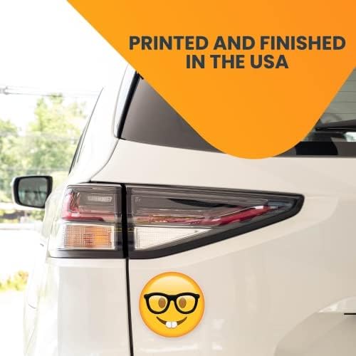 Magnet Me Up Nerd Face Emoticon Magnet Decal, 5 Inch Round, Cute Self-Expression Decorative Magnet for Car, Truck, SUV, Or Any Other Magnetic Surface
