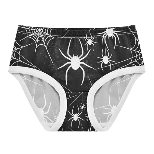 Toddler Briefs, White Spiders Webs Black Girls Cotton Underwear, 2–8 Years