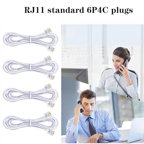 Yumiwoow Telephone landline Extension Cord Cable, Cord with Standard RJ-11 6P4C Plug (10FT-4Pack-White) by Yumiwoow - Used condition - Image 2