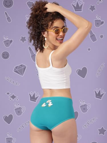 Image of Clovia Chuddy Buddies Cotton Printed Back Hipster Panties for Women Combo -Pack of 3- Multicolor
