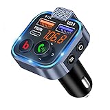 📻【Puerto de Carga QC 3.0 y Type-C PD】: Diseño de automóvil con transmisor FM Bluetooth con puerto PD20W y 2 puertos USB (Type-C, QC). Carga rápidamente varios dispositivos al mismo tiempo. Otro puerto de carga USB (5 V/1 A) también se puede utilizar como unidad flash USB para reproducir música.