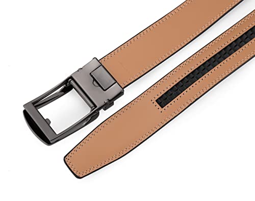 Image of Lingli Men's Belt,Ratchet Dress Belt with Automatic Buckle Brown /Black-Trim to Fit-35mm wide