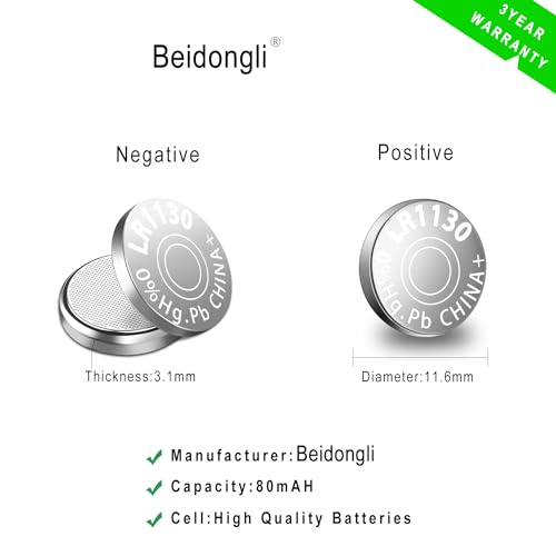 LR1130 Batterien Knopfzellen AG10 1131 189 1.5V Alkaline Batterie LR54 knopfzelle 10 Stück【3 Jahre LagerGarantie】 (lr1130-1-10)