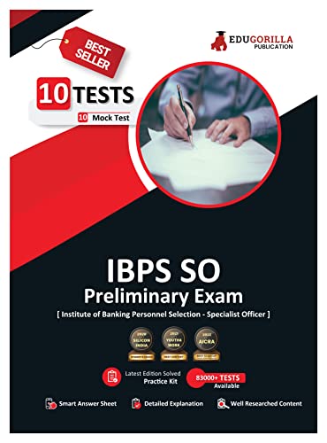 IBPS SO Prelims Exam 2022 (Specialist Officers) | 1500+ Solved Questions [10 Full-length Mock Tests] | Free Access to Online Tests cover