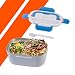 Bonplus BP | Lunch Box Chauffante | 1.5L | Boîte à Lunch pour Voiture et Camion |Deux Compartiments | Voltage 12V | Systhème de Quatre Fermetures Hermétiques | (Bleu)