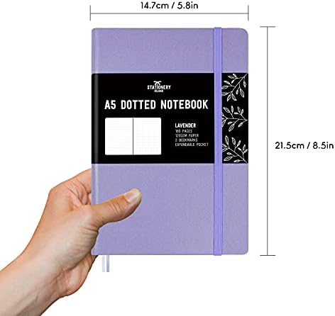 Stationery Island Notatnik w kropki A5 - lawenda - Bullet dotted Journal w twardej okładce - 180 stron - gruby papier premium 120 g/m² Bullet kropki Journal