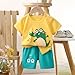 TABNIX Boys' Short Sleeve T-Shirt and Short Outfit Set Size 1-7 Years Toddler Boys' Dinosaur Print Cotton Summer Outfits Sets