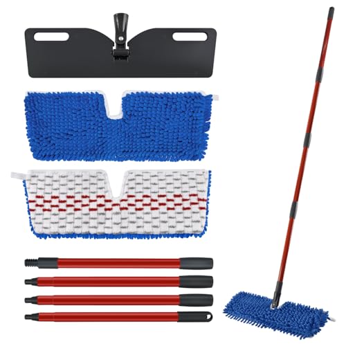 Microfiber Dust Mop Set for Floor Cleaning, Flat...