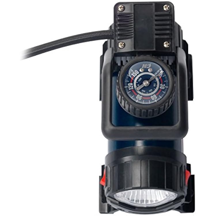Mighty Portable Inflator, 12V, 150 PSI Air Compressor, Pump with Safety Light & Accessories (Campbell Hausfeld AF010400)