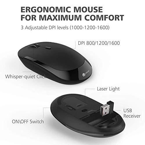 Image of iClever GK03 Wireless Keyboard and Mouse Combo - 2.4G Portable Wireless Keyboard Mouse, Rechargeable Ergonomic Design Full Size Slim Thin Stable Connection Keyboard for Windows 7 /8 /12, Mac
