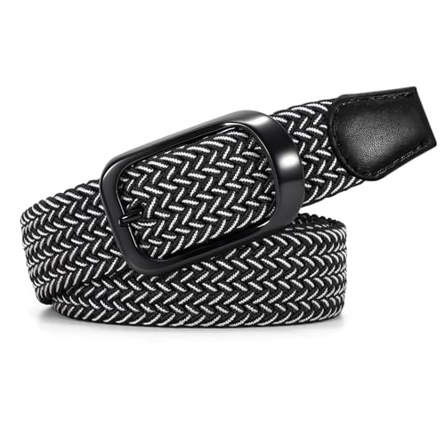 Image of JASGOOD Stretch Belt for Men, Men Women Elastic Woven Braided Belt 1 3 /8 Casual Belt Golf Belt for Jeans Pants