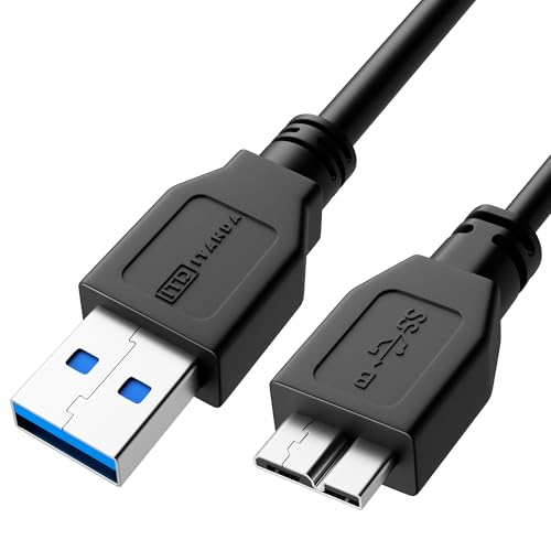 USB 3.0 Micro Cable, ITANDA 2-Pack 3.3ft USB 3.0 A to Micro B Cable Charger Compatible with Samsung Galaxy S5, Note 3, Note Pro 12.2, WD Western Digital My Passport and Elements Hard Drives