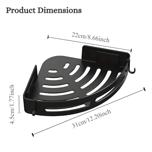 Image of iSTAR Self-Adhesive Wall Mount Bathroom Corner Shelf Rack Organizer | Plastic Storage Shelves for Toiletries, Accessories & Kitchen (2, Black, Pack of 2)
