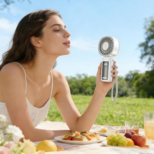 Ventilador portátil plegable con flujo de aire ajustable y LED 4