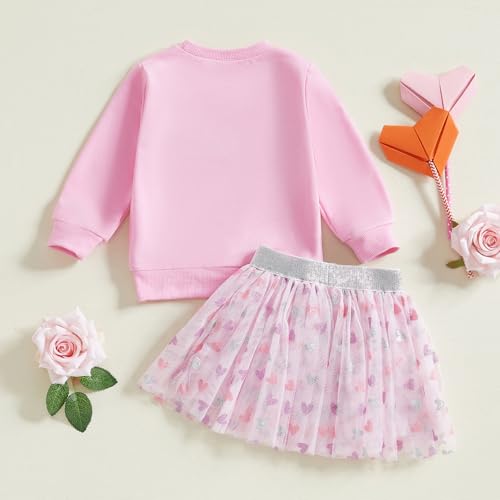 Toddler Girls Christmas Dress Baby Girl Christmas Outfit Long Sleeve Santa Sweatshirt Tulle Skirt Set 2-Piece4