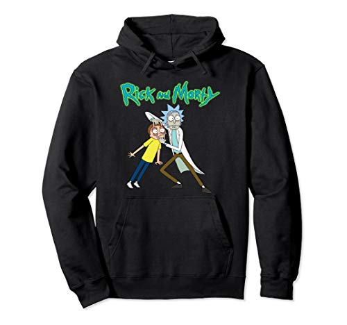 Rick and Morty Rick Holding Morty's Eyes Open with Logo