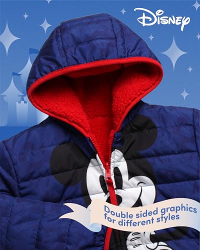 Disney Boys' Jacket - Mickey Mouse Full Zip Up Jacket with Sherpa Lining - Reversible Warm Sherpa Jacket for Boys (3T-6)3