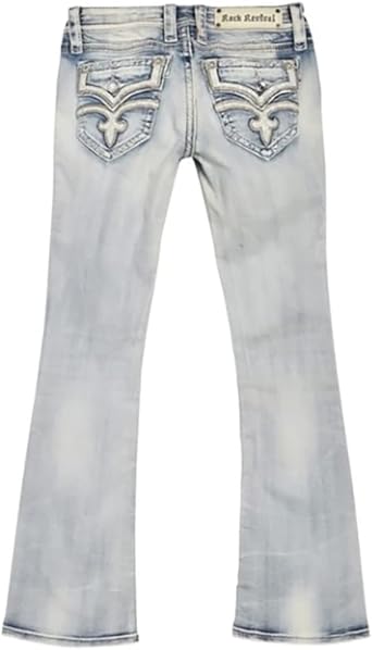 Rock Revival - Glade Distressed Womens Mid-Rise Boot Cut Jeans 27, Raven